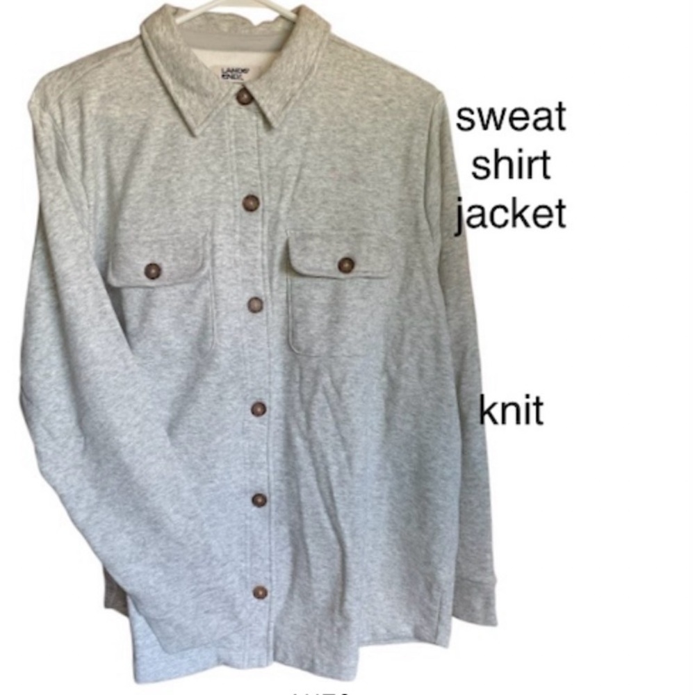 LANDSEND Wms Plus Serious Sweats Sweatshirt Shirt Jacket, Shacket